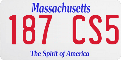 MA license plate 187CS5
