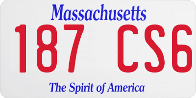 MA license plate 187CS6