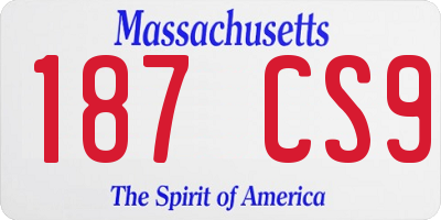 MA license plate 187CS9