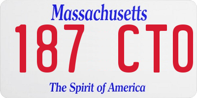 MA license plate 187CT0