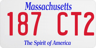 MA license plate 187CT2