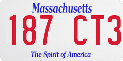 MA license plate 187CT3