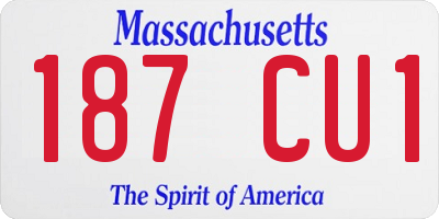 MA license plate 187CU1