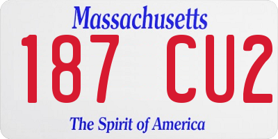 MA license plate 187CU2