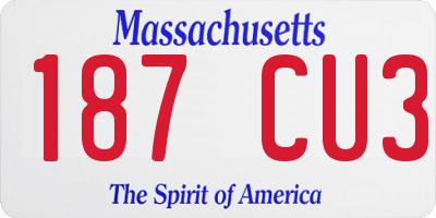 MA license plate 187CU3