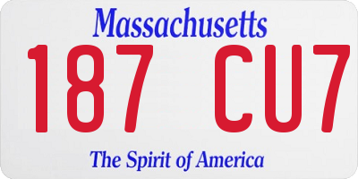 MA license plate 187CU7