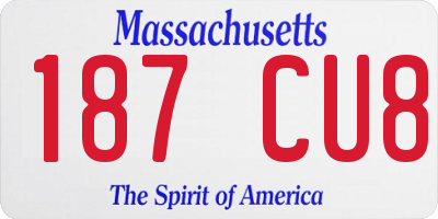 MA license plate 187CU8