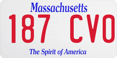 MA license plate 187CV0