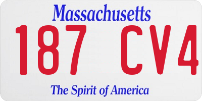 MA license plate 187CV4