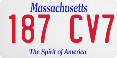 MA license plate 187CV7