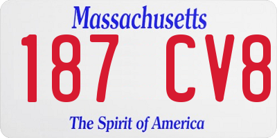 MA license plate 187CV8