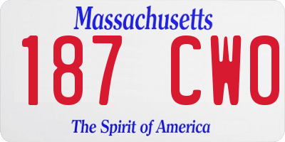 MA license plate 187CW0
