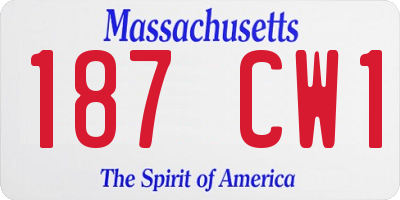 MA license plate 187CW1
