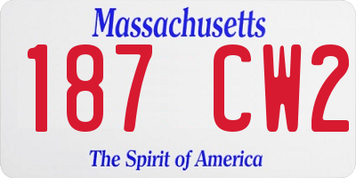 MA license plate 187CW2
