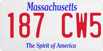 MA license plate 187CW5
