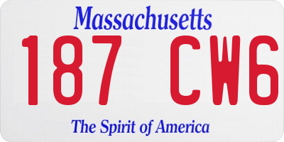 MA license plate 187CW6