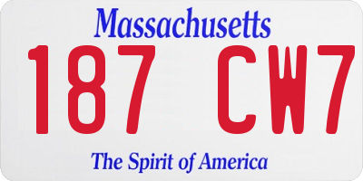 MA license plate 187CW7