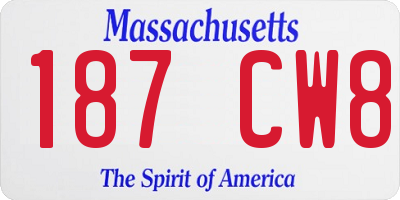 MA license plate 187CW8