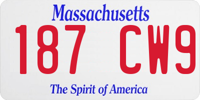 MA license plate 187CW9