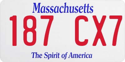 MA license plate 187CX7