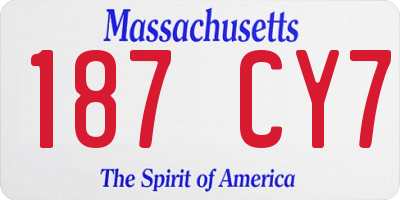 MA license plate 187CY7