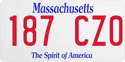 MA license plate 187CZ0