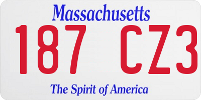 MA license plate 187CZ3