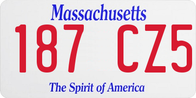 MA license plate 187CZ5