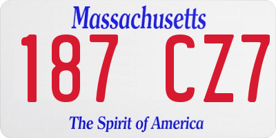 MA license plate 187CZ7