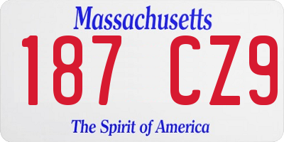 MA license plate 187CZ9