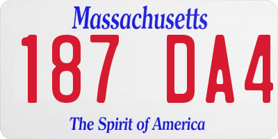 MA license plate 187DA4