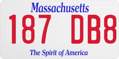 MA license plate 187DB8