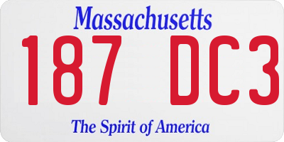 MA license plate 187DC3