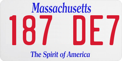 MA license plate 187DE7
