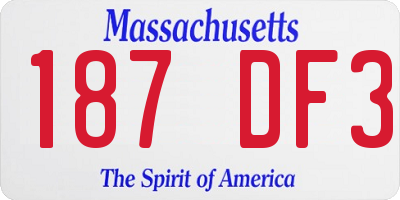 MA license plate 187DF3