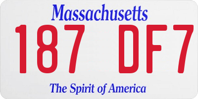 MA license plate 187DF7