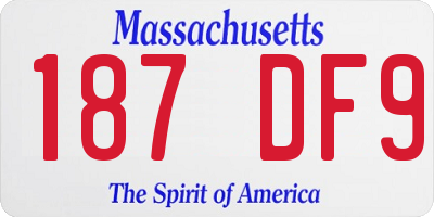 MA license plate 187DF9