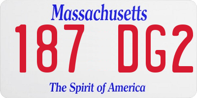 MA license plate 187DG2