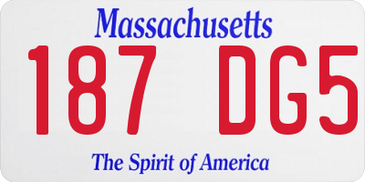 MA license plate 187DG5
