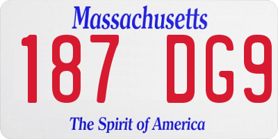 MA license plate 187DG9