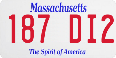 MA license plate 187DI2