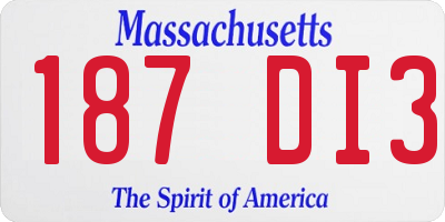 MA license plate 187DI3