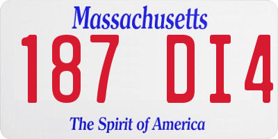 MA license plate 187DI4