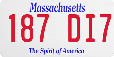 MA license plate 187DI7
