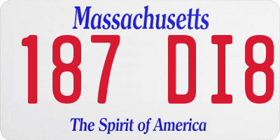 MA license plate 187DI8