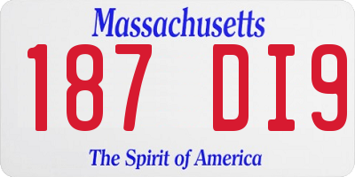MA license plate 187DI9