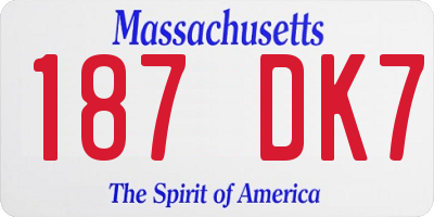 MA license plate 187DK7
