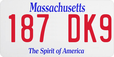 MA license plate 187DK9
