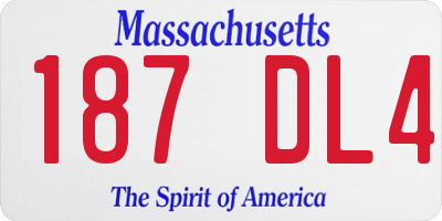 MA license plate 187DL4