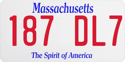 MA license plate 187DL7
